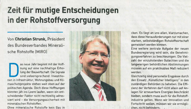 MIRO-Präsident Christian Strunk in der ABZ – Bauaussichten 2025